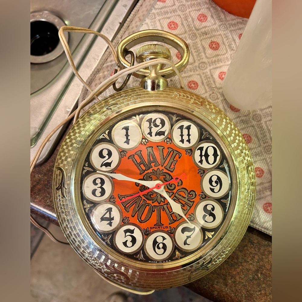 SOLD-Spartus Have Another Backwards Running Wall Clock-SOLD
